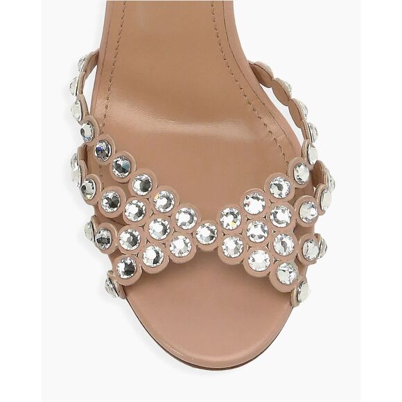 Aquazzura Tequila Crystal-Embellished Leather Sandals in Powder Pink EU40 $1525 - Picture 4 of 15